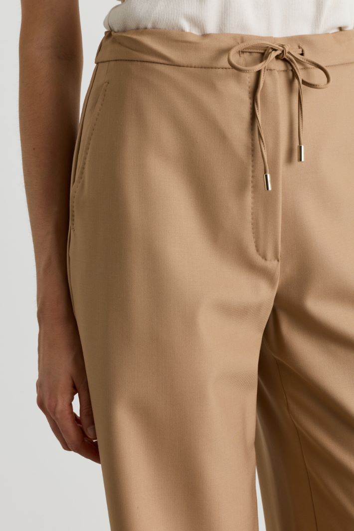 Drawstring serge trousers - CAMEL - Intrend - 3