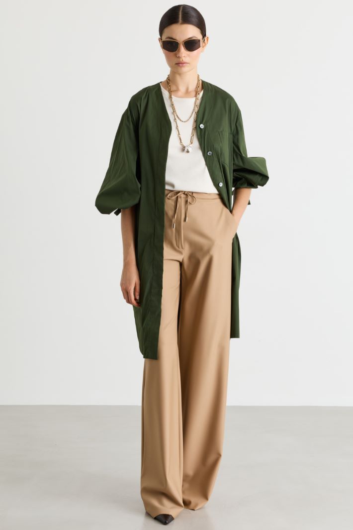 Drawstring serge trousers - CAMEL - Intrend