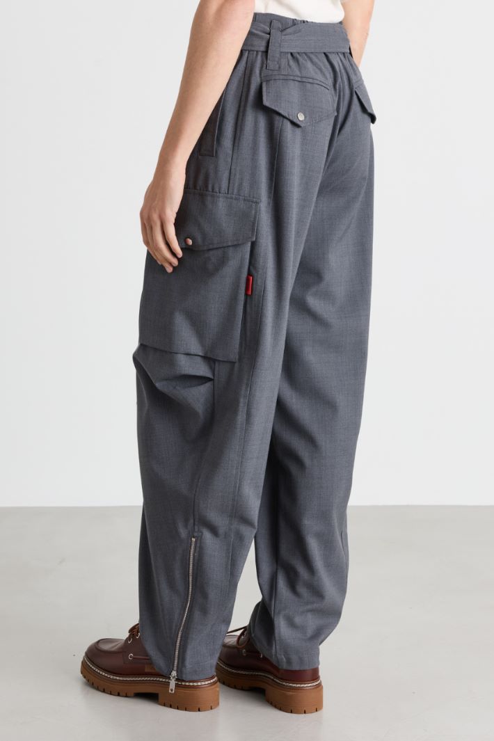 Cargo Trousers with Zipped Cuffs - GREY - Intrend - 4