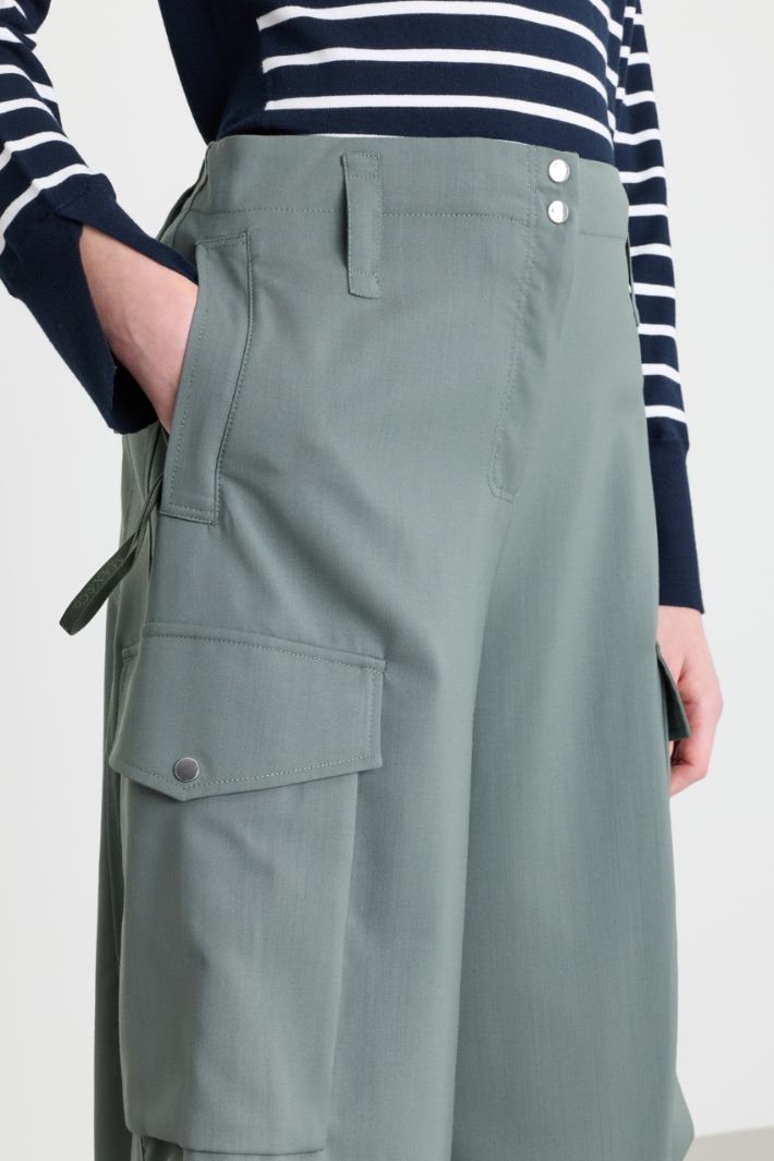 Cargo Trousers with Zipped Cuffs - GREEN - Intrend - 3