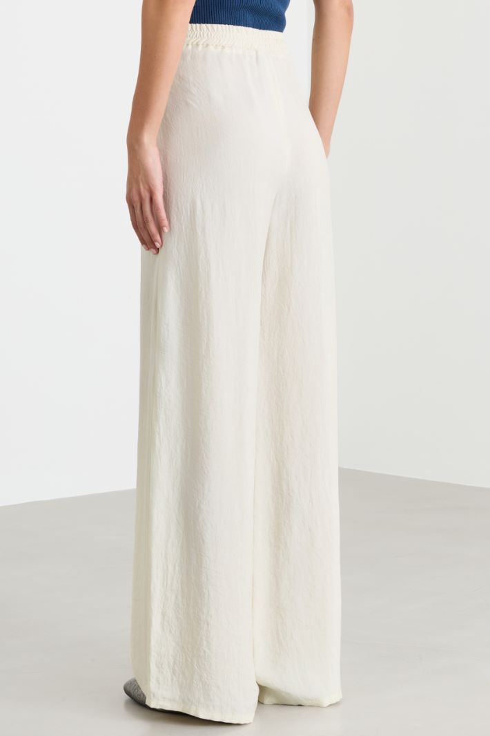 Crinkle-twill trousers - WHITE - Intrend - 4