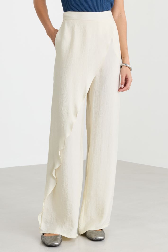 Crinkle-twill trousers - WHITE - Intrend - 2