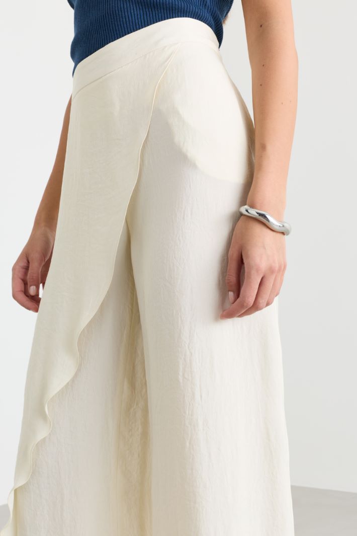 Crinkle-twill trousers - WHITE - Intrend - 3