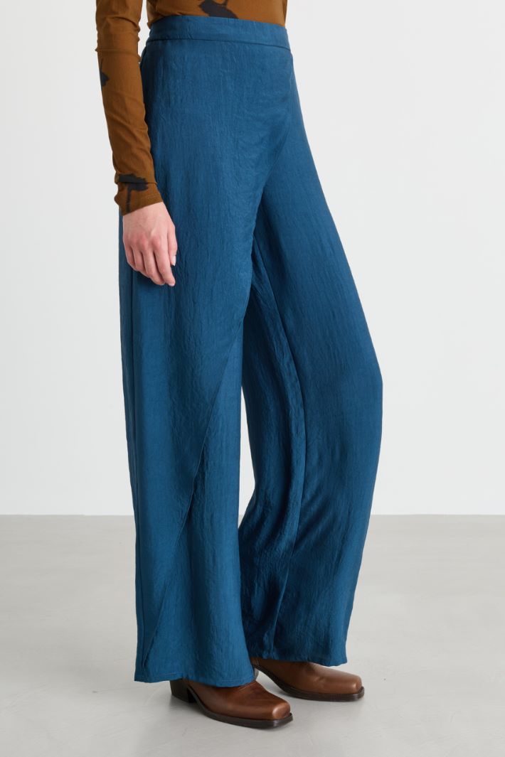 Hose aus Crinkle-Twill - BLAU - Intrend - 3