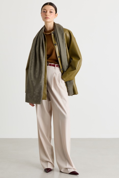 Wide-leg stretch wool twill trousers - Intrend