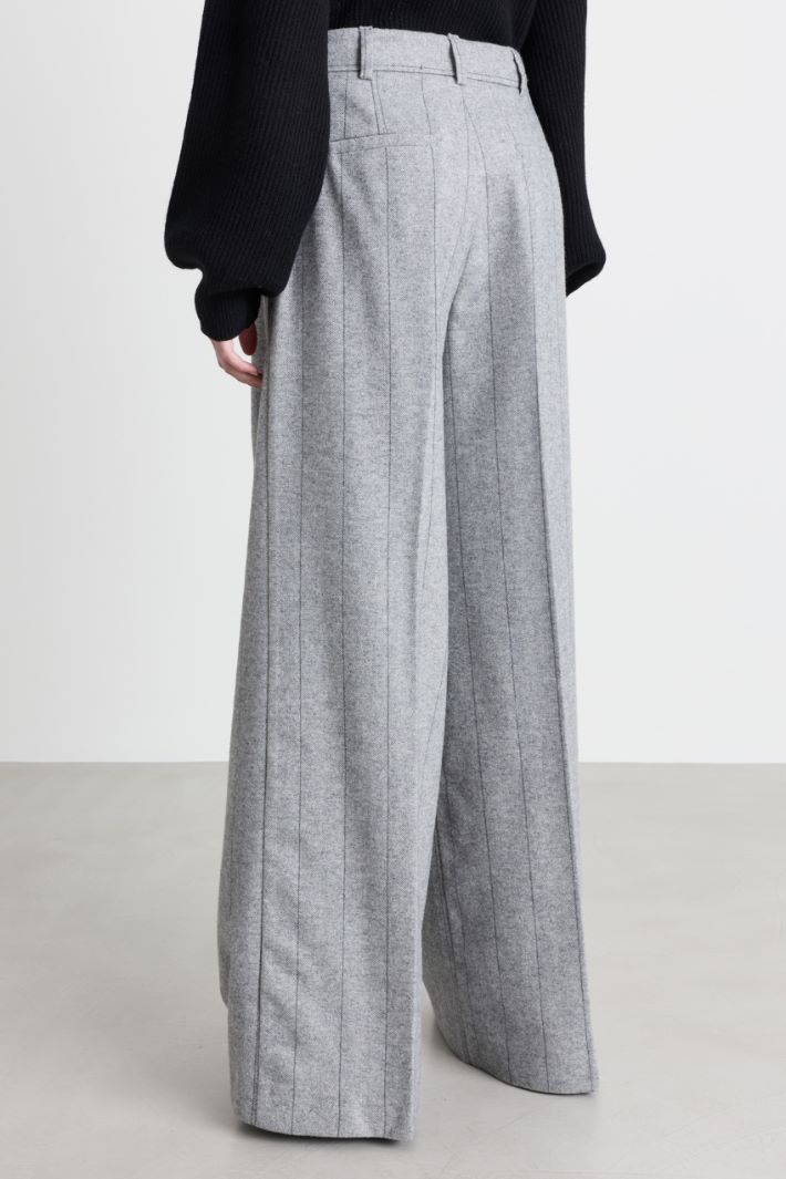 Wide-leg flannel trousers - GREY - Intrend - 4