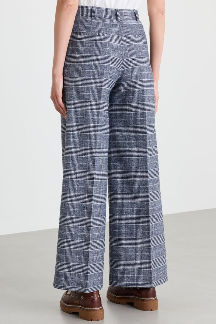 Wide-leg flannel trousers - GREY WHITE - Intrend - 4