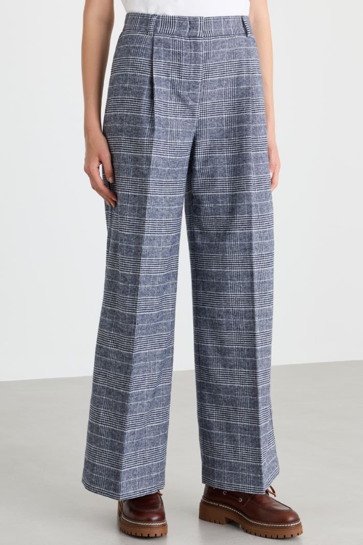 Wide-leg flannel trousers - GREY WHITE - Intrend - 2