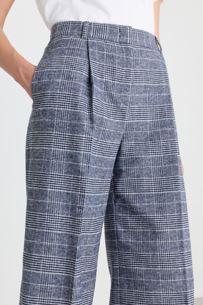 Wide-leg flannel trousers - GREY WHITE - Intrend - 3