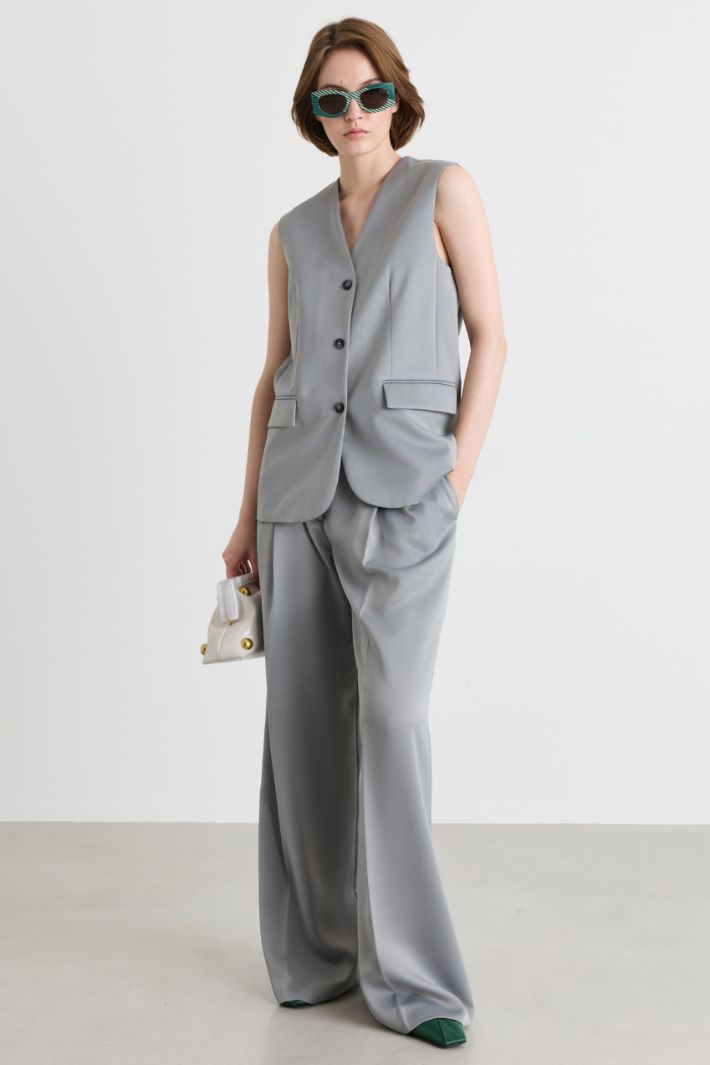 Flowing wide-leg trousers - GREY - Intrend
