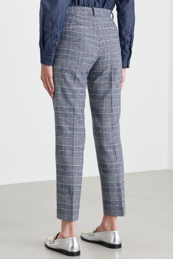 Flannel Trousers - WHITE BLACK - Intrend - 4
