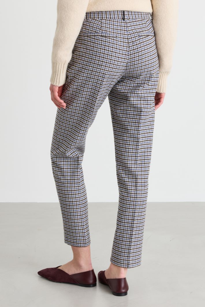 Flannel Trousers - BROWN LIGHT BLUE WHITE - Intrend - 4