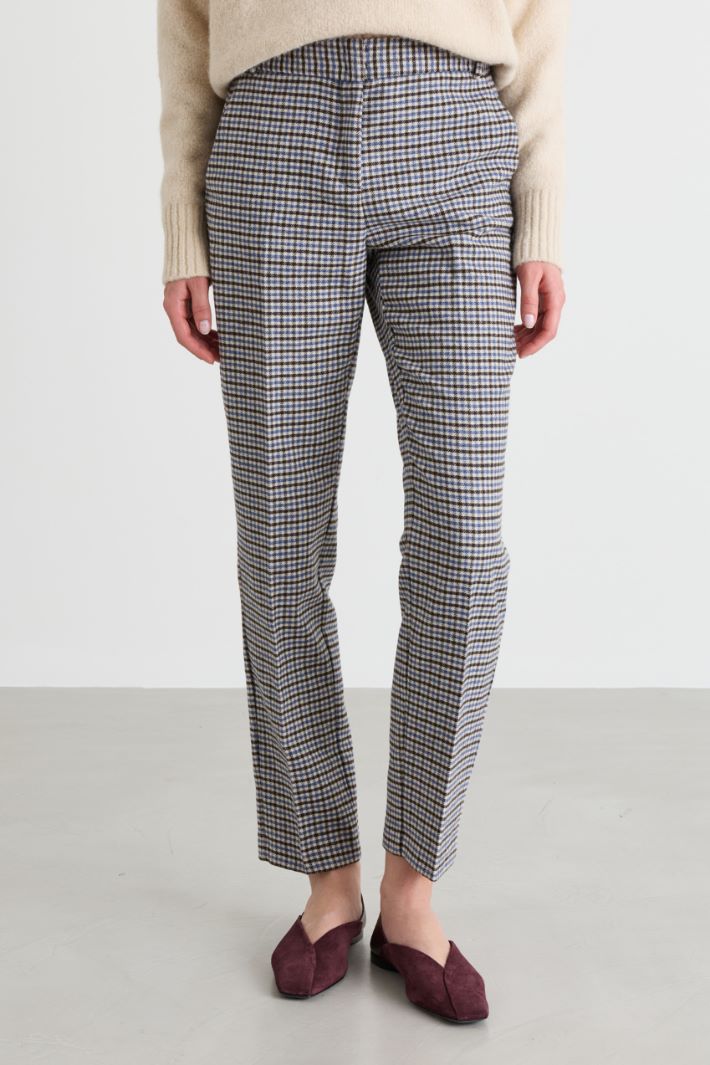 Flannel Trousers - BROWN LIGHT BLUE WHITE - Intrend - 2