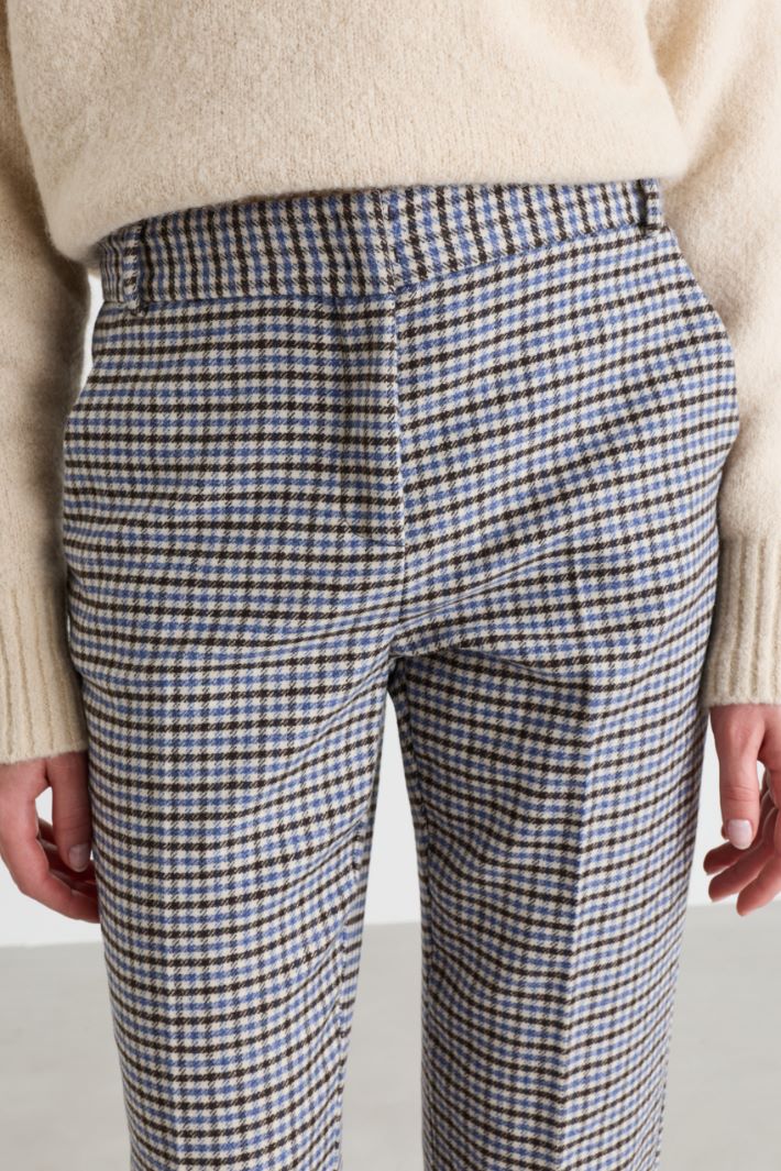 Flannel Trousers - BROWN LIGHT BLUE WHITE - Intrend - 3