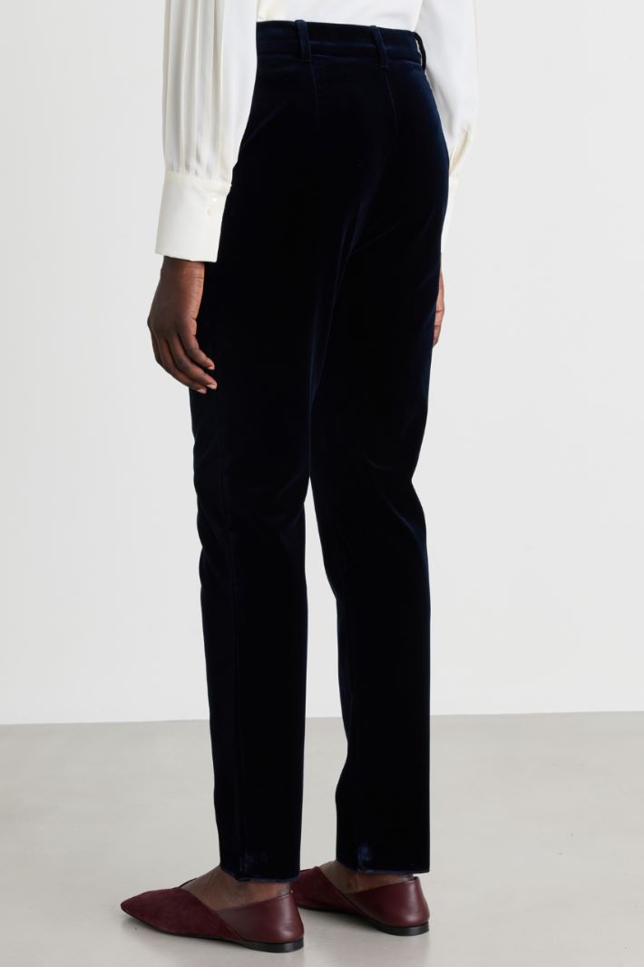 Velvet cigarette trousers - BLUE - Intrend - 4