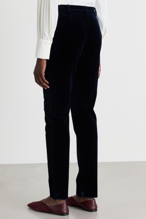 Pantalone a sigaretta in velluto iscio di cotone