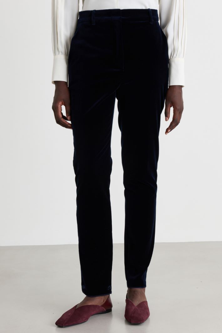 Velvet cigarette trousers - BLUE - Intrend - 2