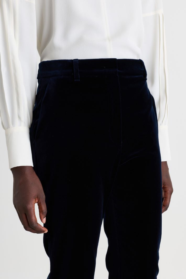 Velvet cigarette trousers - BLUE - Intrend - 3