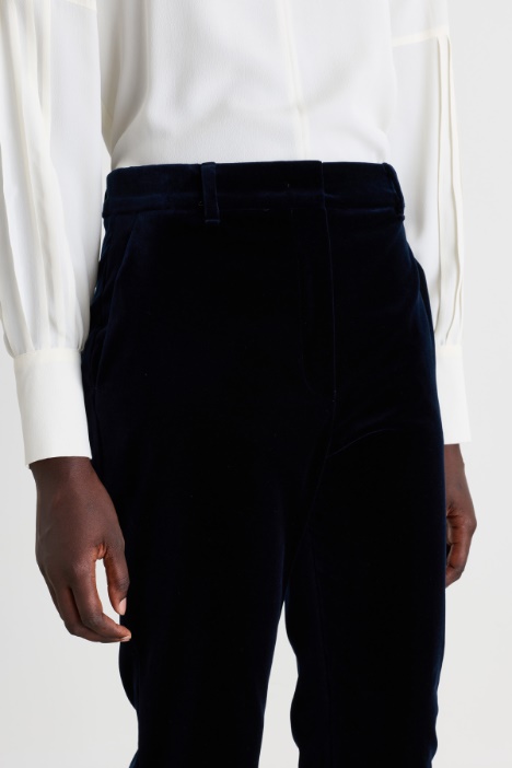 Pantalone a sigaretta in velluto iscio di cotone
