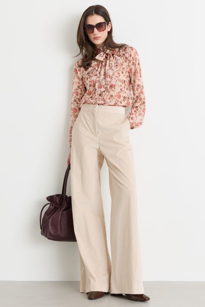 Pantalon ample en velours - BEIGE - Intrend