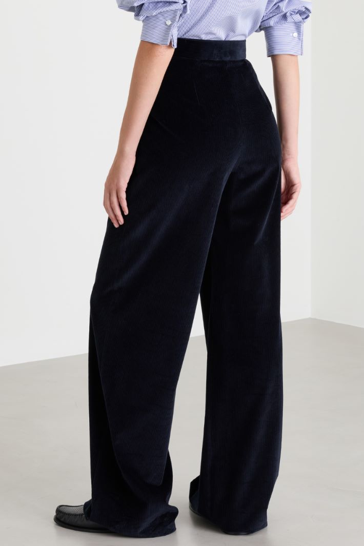 Pantalon ample en velours - BLEU - Intrend - 4