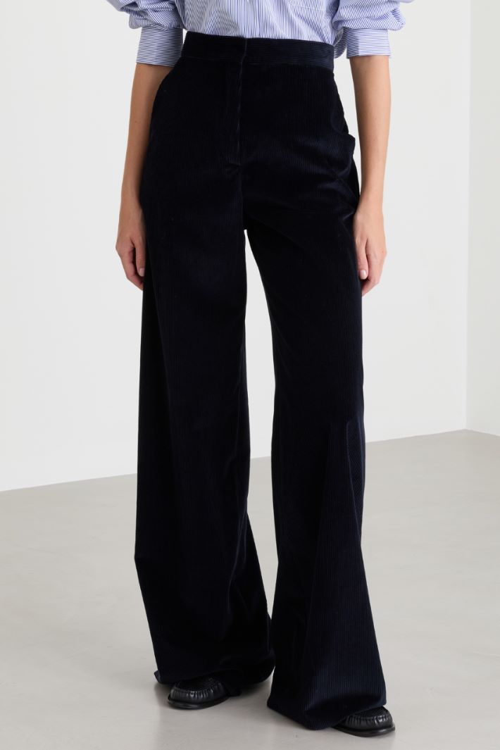 Pantalon ample en velours - BLEU - Intrend - 2