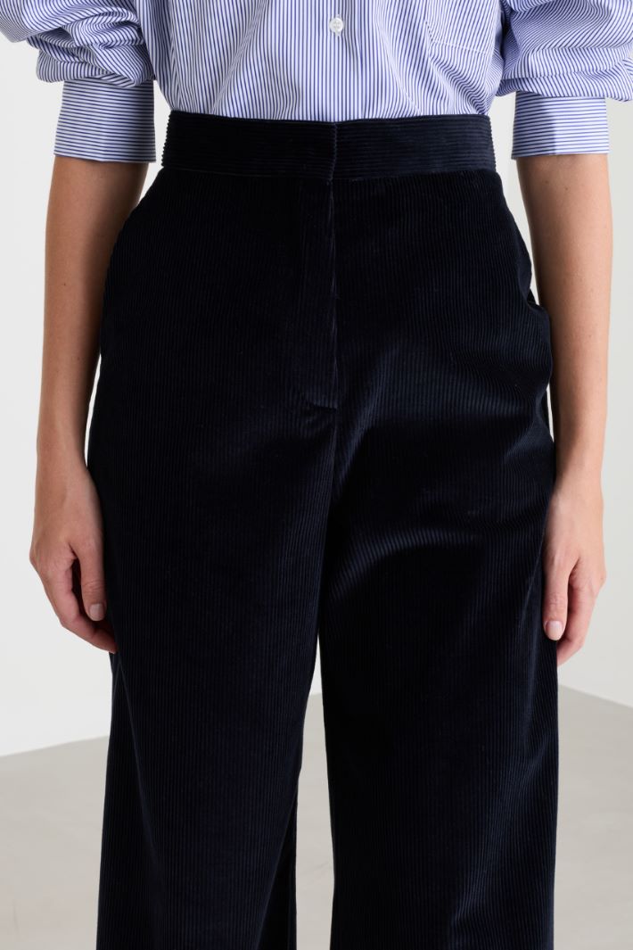 Pantalon ample en velours - BLEU - Intrend - 3