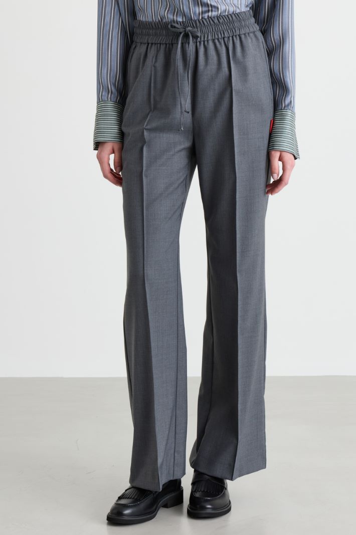 Stretch wool-blend joggers - GREY - Intrend - 2