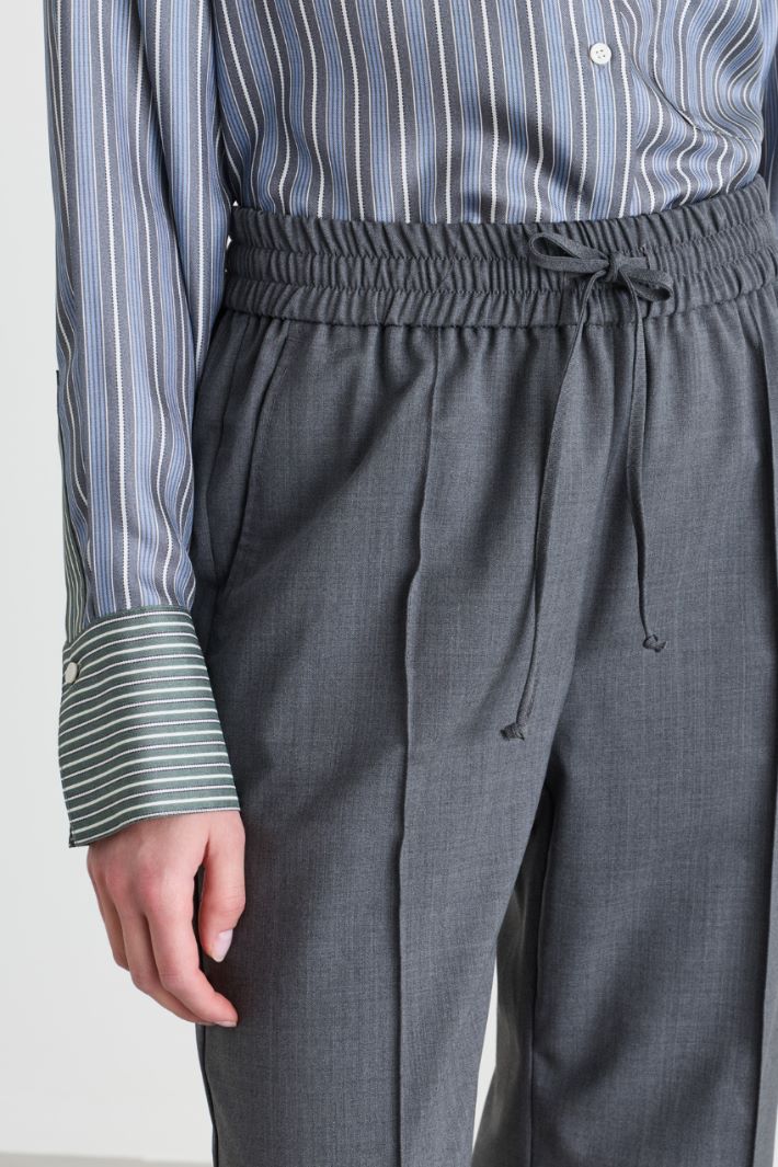 Stretch wool-blend joggers - GREY - Intrend - 3