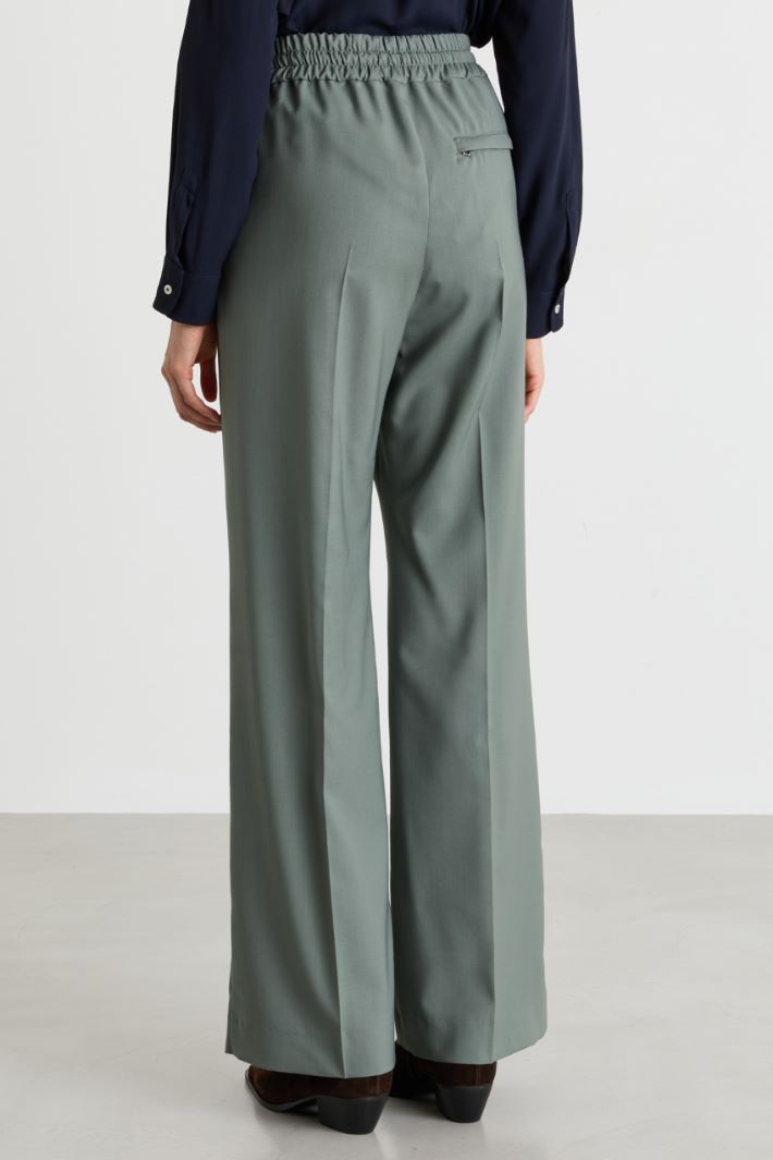 Stretch wool-blend joggers - GREEN - Intrend - 4