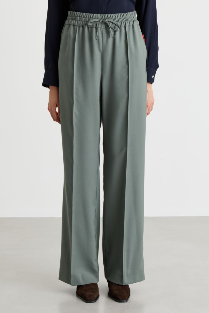 Stretch wool-blend joggers - GREEN - Intrend - 2