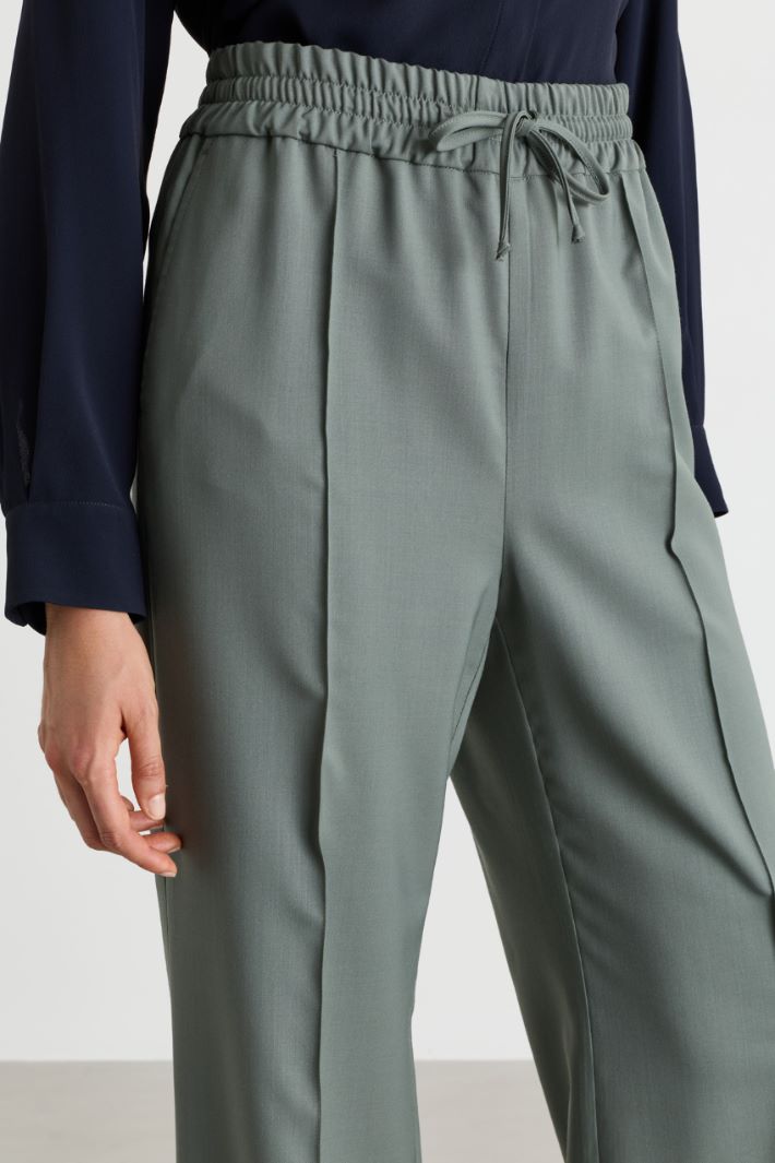 Stretch wool-blend joggers - GREEN - Intrend - 3