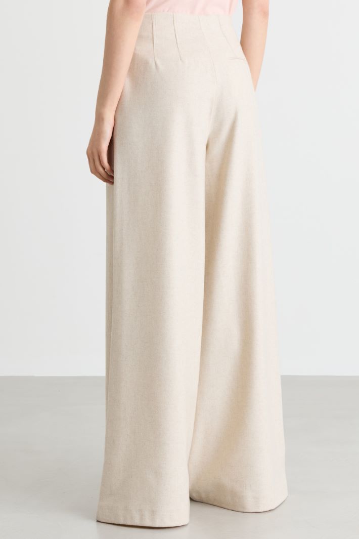 Wide-leg broadcloth trousers - WHITE - Intrend - 4