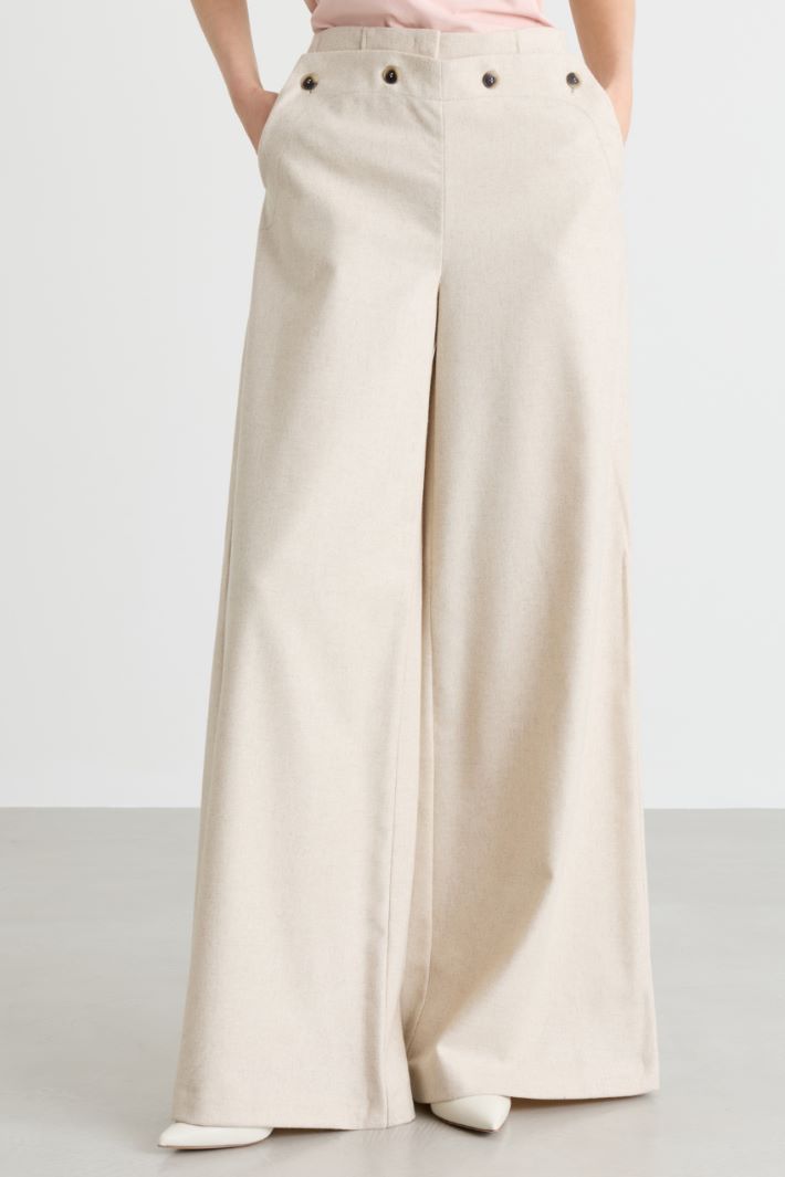 Wide-leg broadcloth trousers - WHITE - Intrend - 2