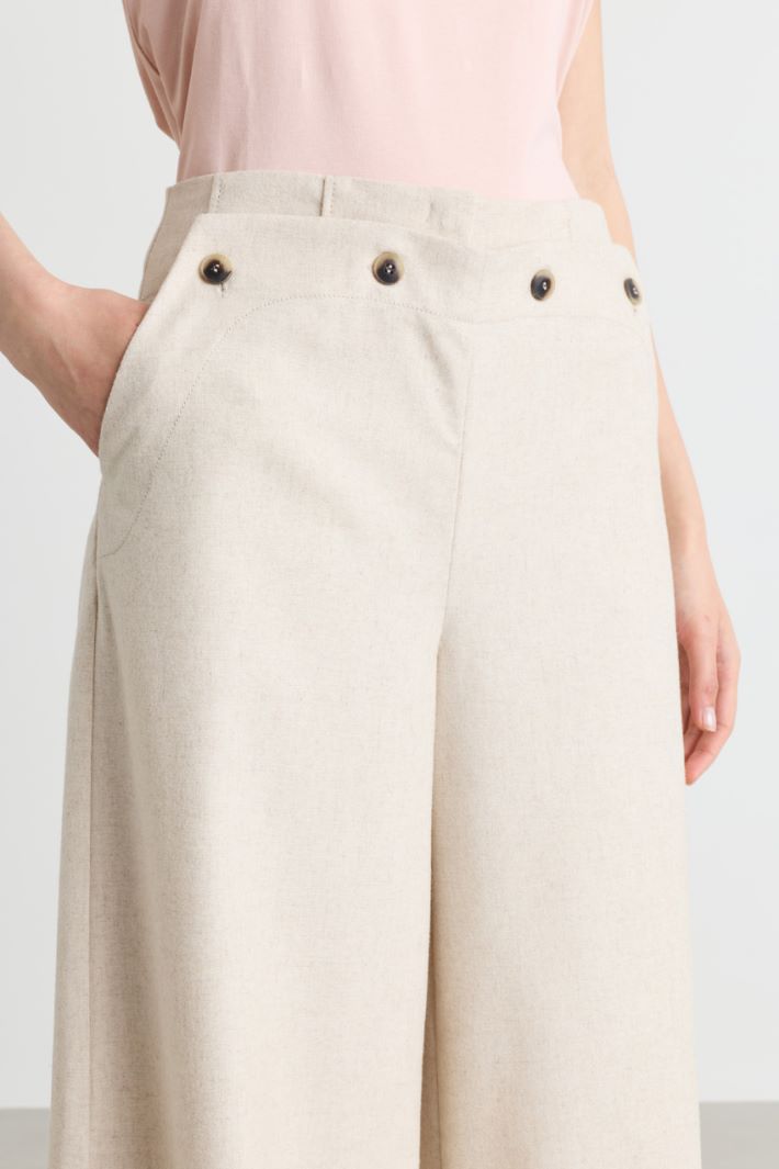 Wide-leg broadcloth trousers - WHITE - Intrend - 3
