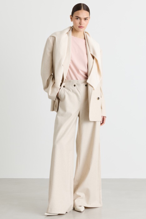 Wide-leg broadcloth trousers - Intrend
