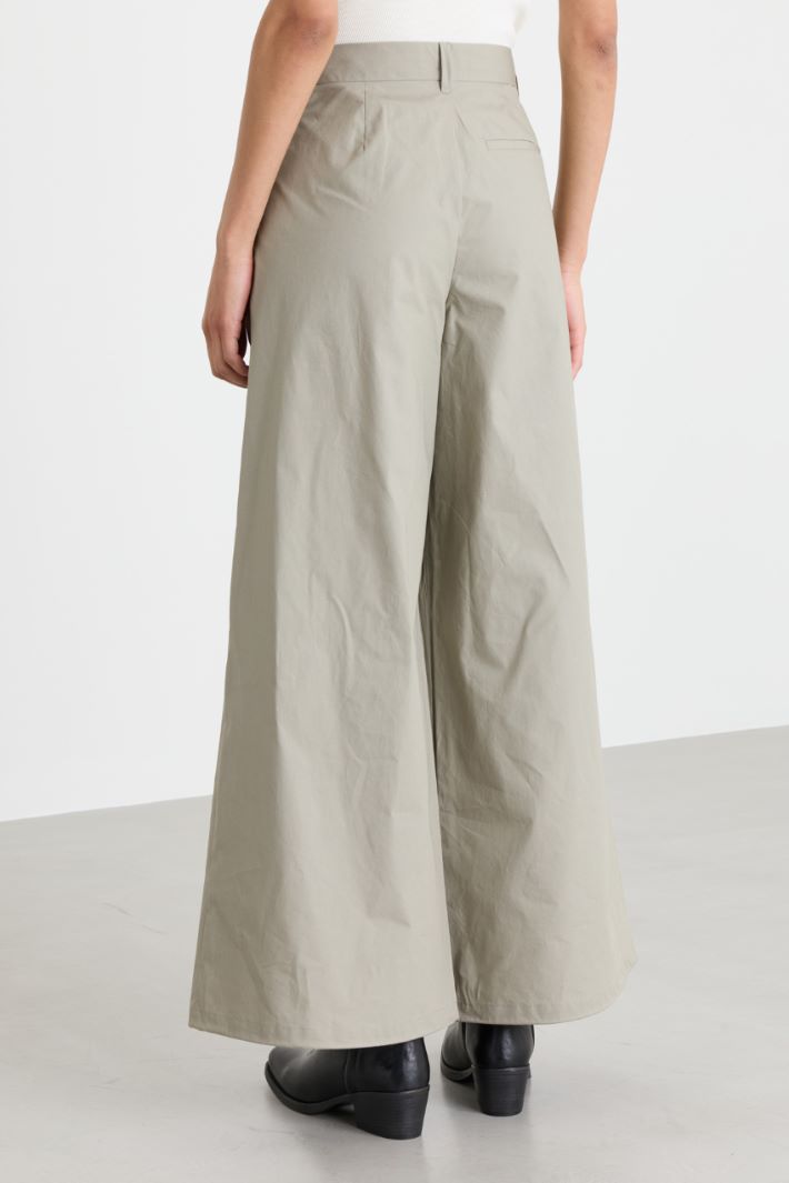 Wide-leg poplin trousers - GREY - Intrend - 4