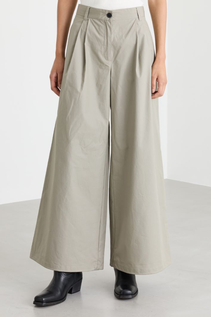 Wide-leg poplin trousers - GREY - Intrend - 2