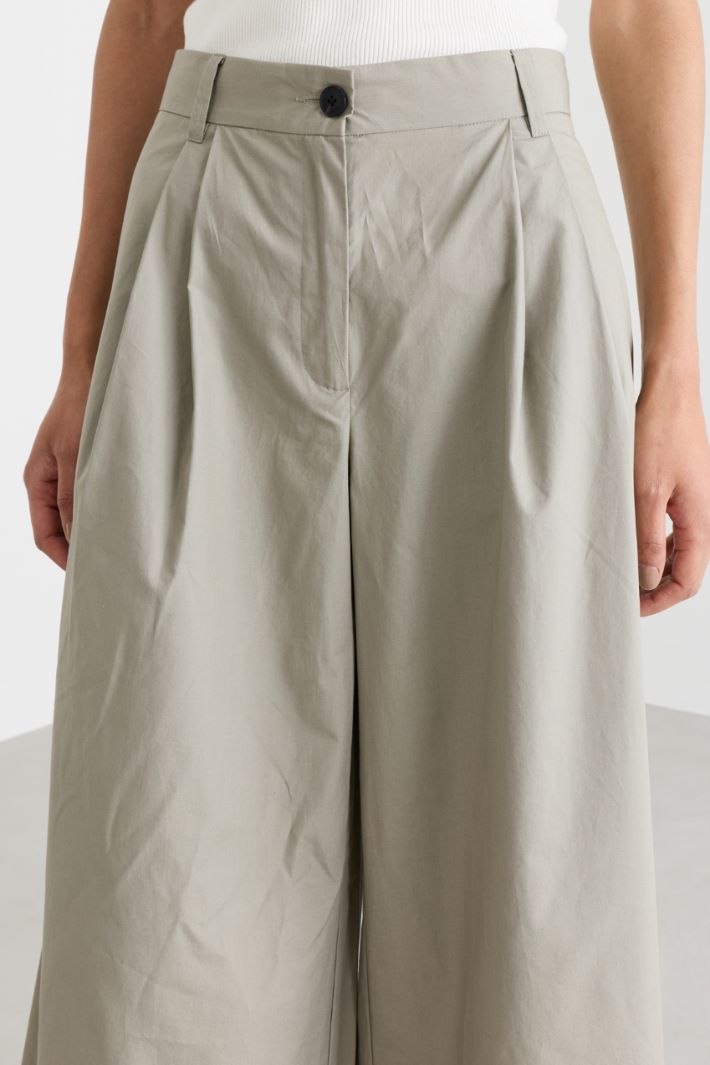 Wide-leg poplin trousers - GREY - Intrend - 3