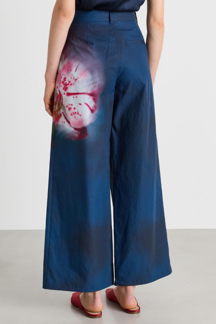 Wide-leg poplin trousers - BLUE - Intrend - 4