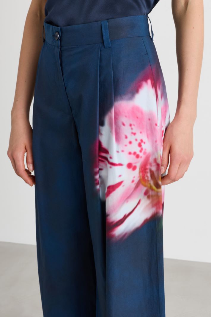 Wide-leg poplin trousers - BLUE - Intrend - 3