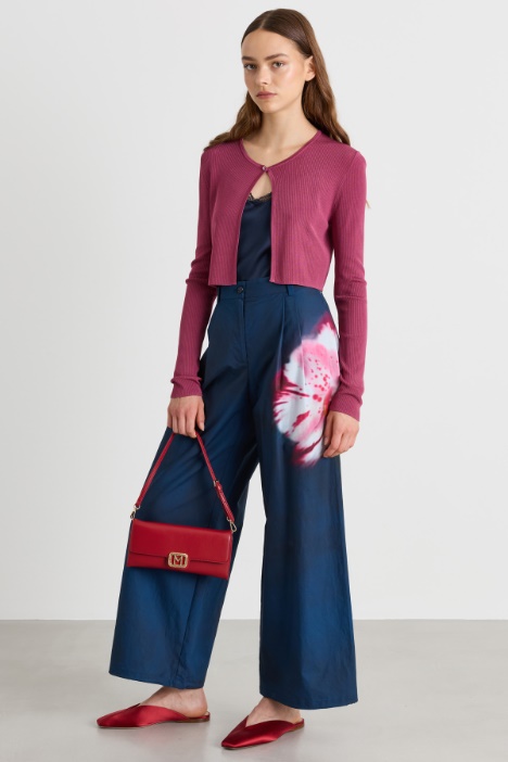 Wide-leg poplin trousers - Intrend