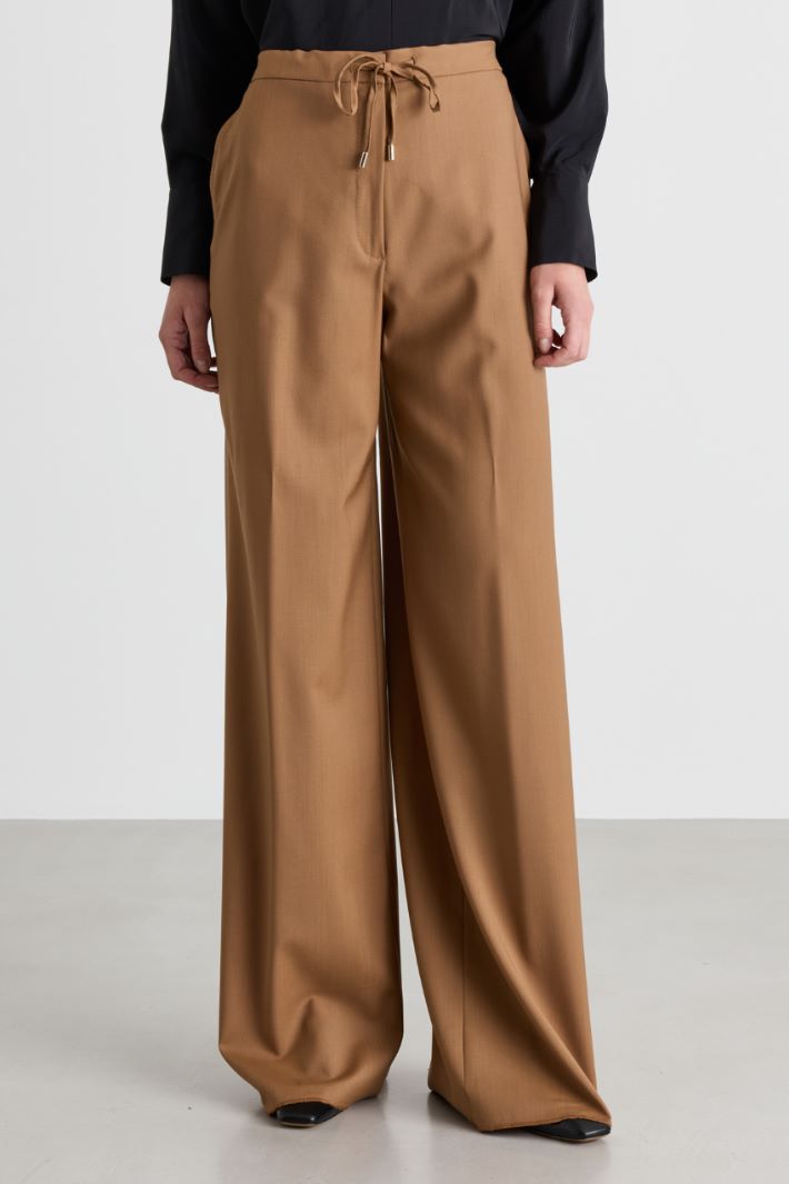 Stretch-wool joggers - CAMEL - Intrend - 2