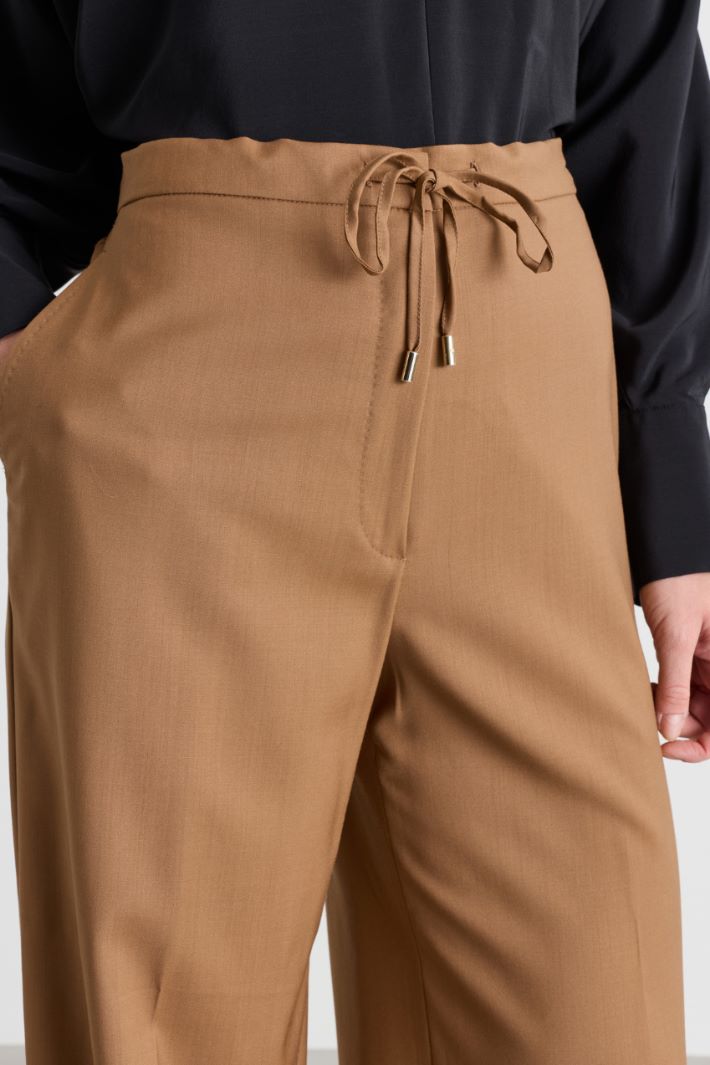 Stretch-wool joggers - CAMEL - Intrend - 3