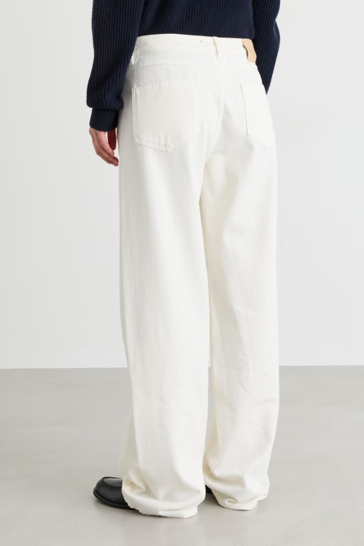 Wide-leg bull denim trousers - WHITE - Intrend - 4