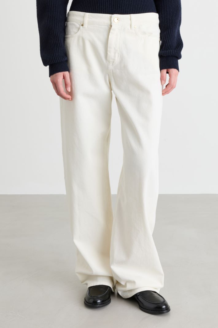 Wide-leg bull denim trousers - WHITE - Intrend - 2