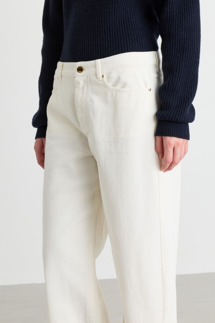 Wide-leg bull denim trousers - WHITE - Intrend - 3