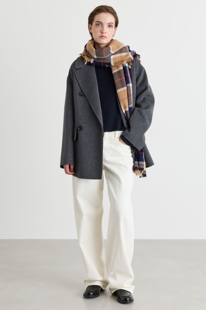 Wide-leg bull denim trousers - WHITE - Intrend
