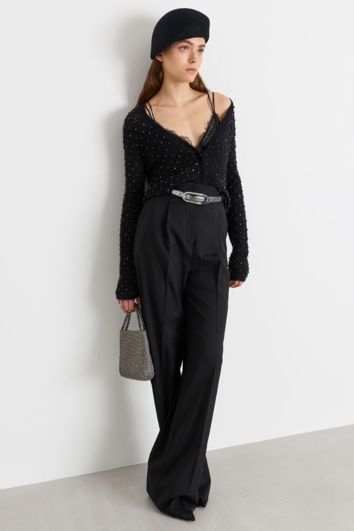 High-waisted trousers - BLACK - Intrend