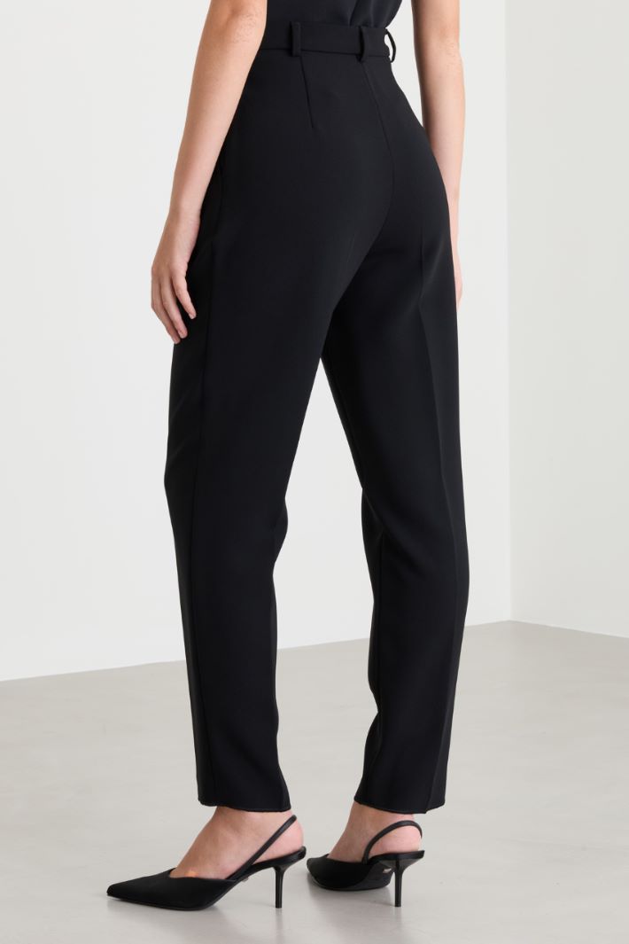 Pleated cady trousers - BLACK - Intrend - 4